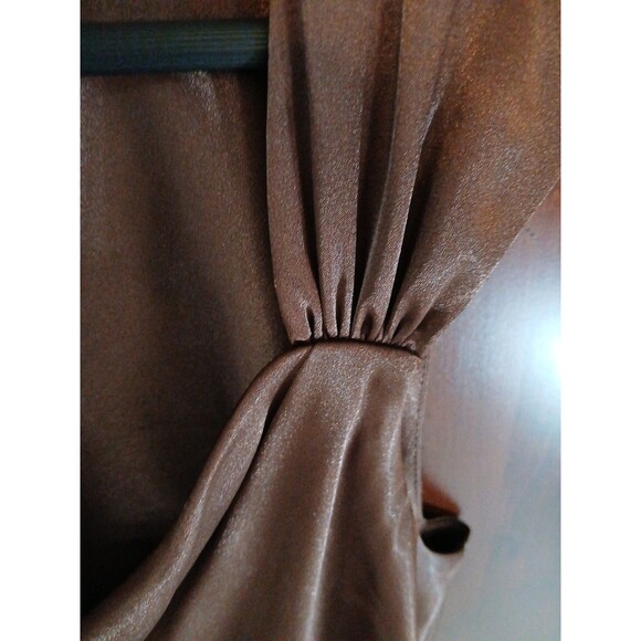 VTG David's Bridal Women's Size 10 Chocolate Satin Draped Neck Sleeveless Blouse - Picture 3 of 9